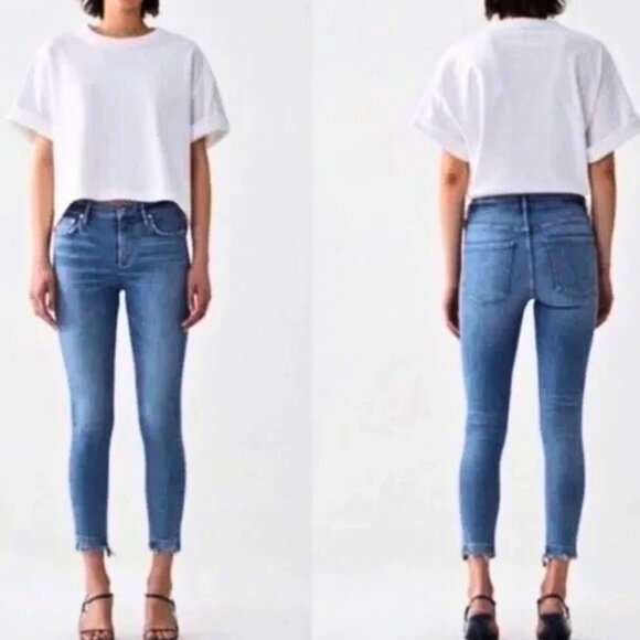 AGOLDE Sophie High Rise Skinny Crop in Style Hyper Sz 26 Denim Pants Medium Wash - Picture 1 of 14